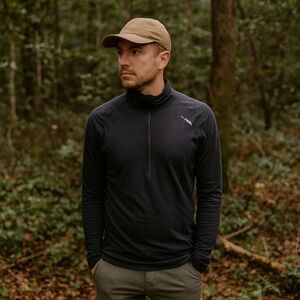 Tasc Performance Merino 1/2 Zip Sweater Mens Medium Black Wool Bamboo Baselayer‎